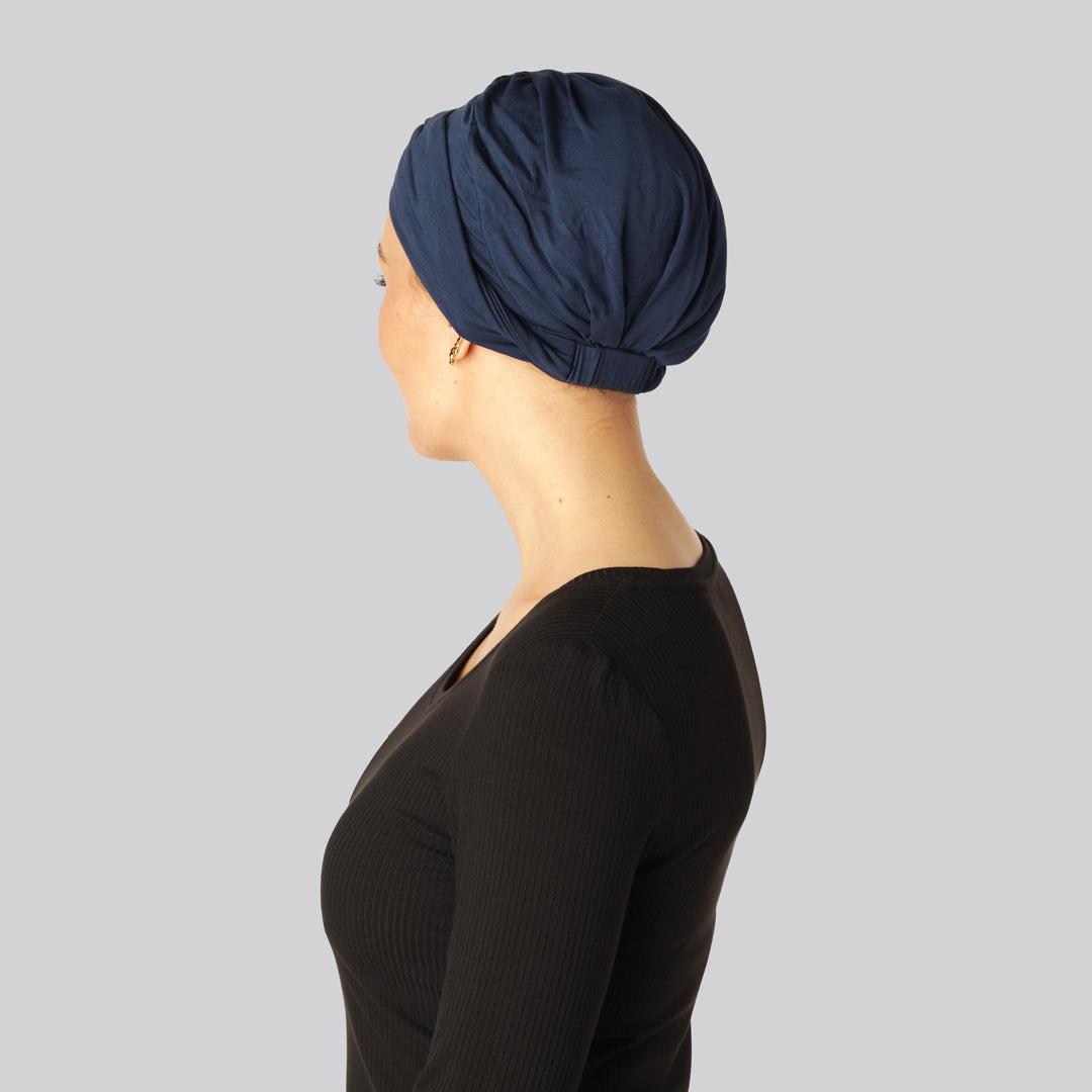Bambus snoet turban i navy til damer
