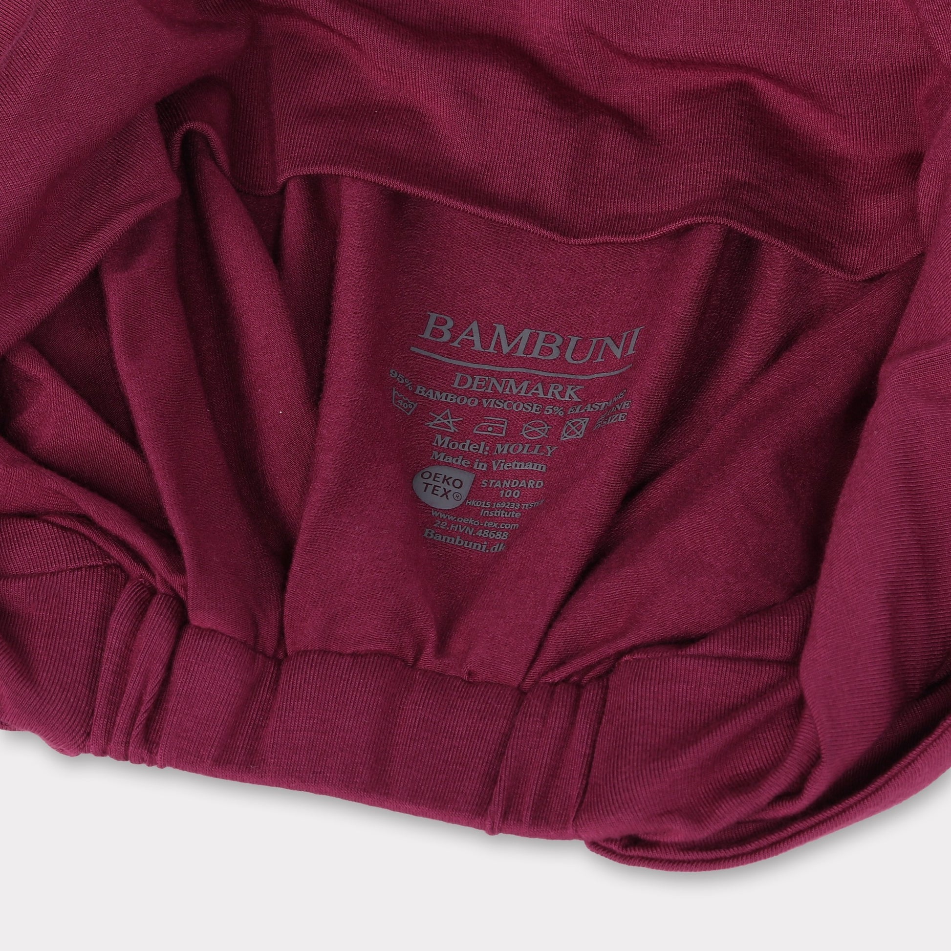 Bambus snoet turban i bordeaux til damer