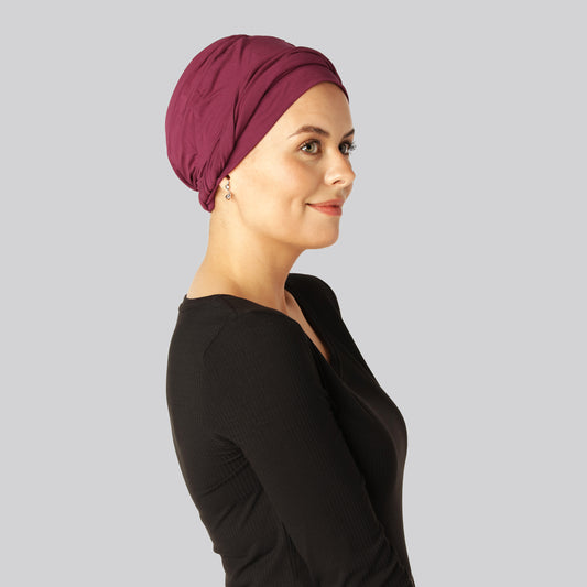 Bambus snoet turban i bordeaux til damer