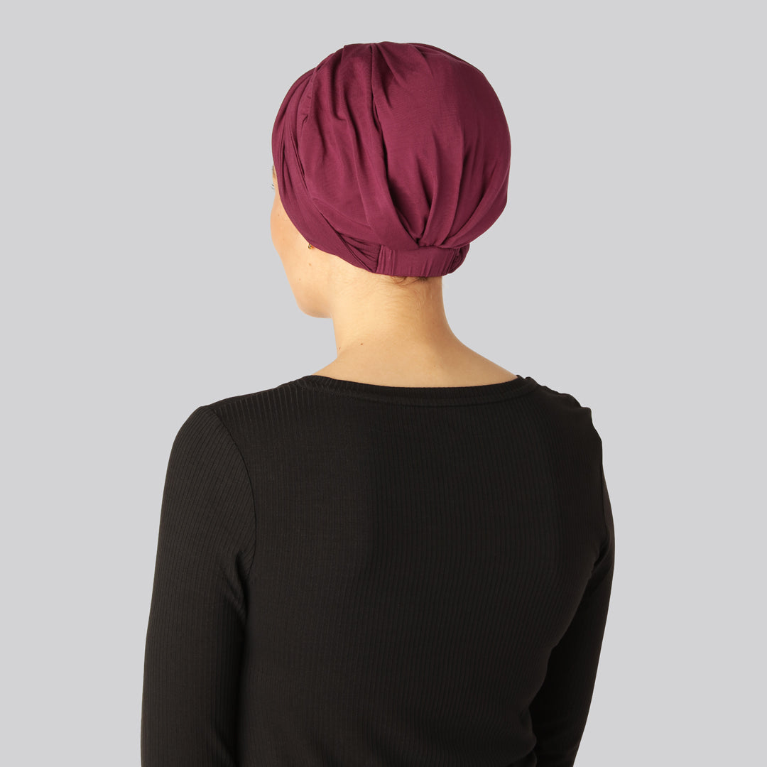 Bambus snoet turban i bordeaux til damer