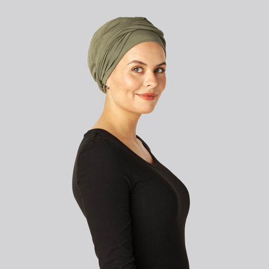 Bambus snoet turban i oliven til damer