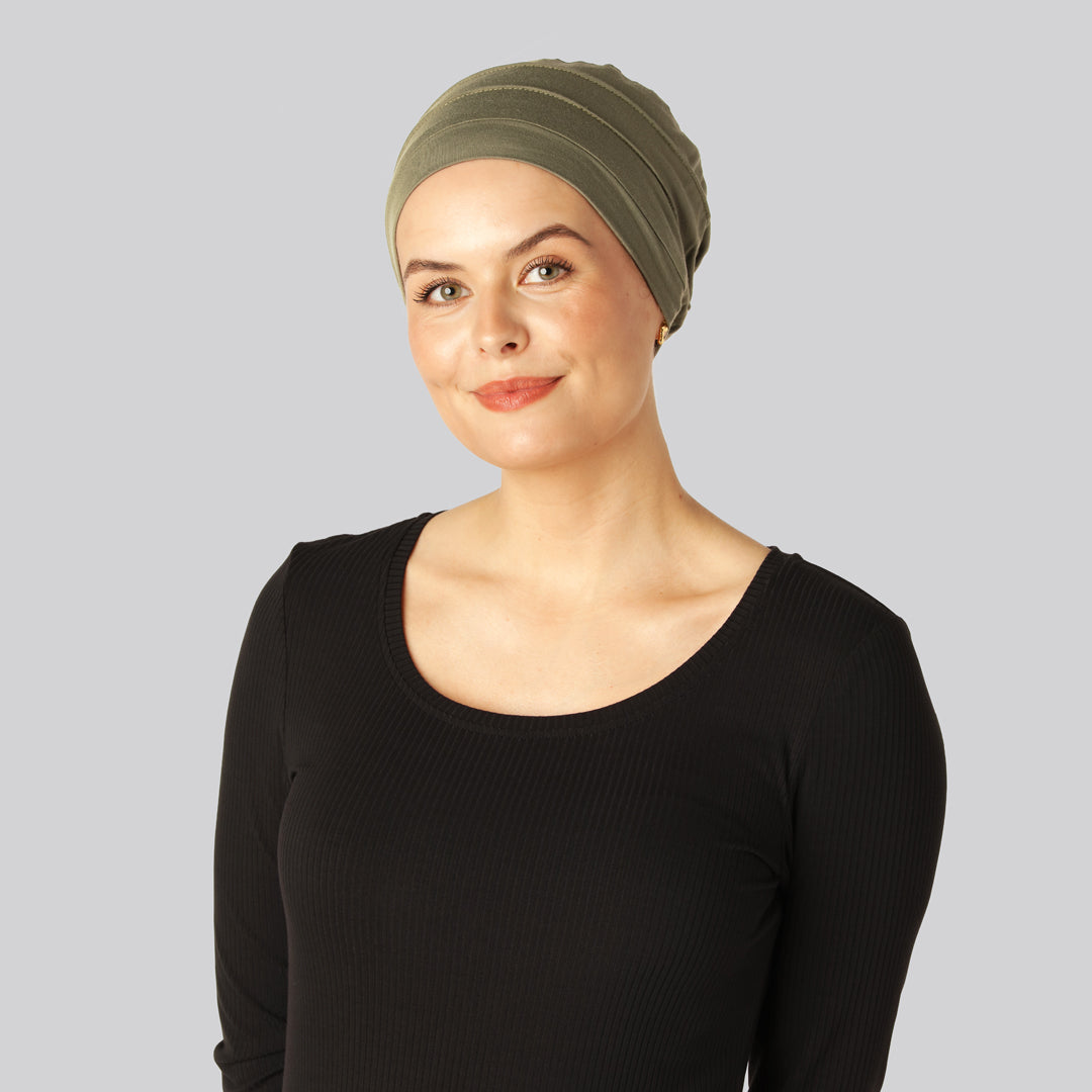 Bambus klassisk turban i oliven til damer