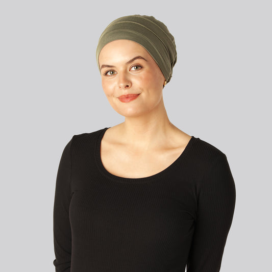 Bambus klassisk turban i oliven til damer