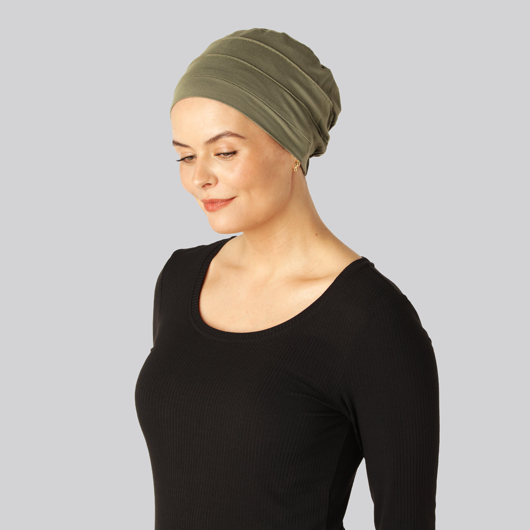Bambus klassisk turban i oliven til damer