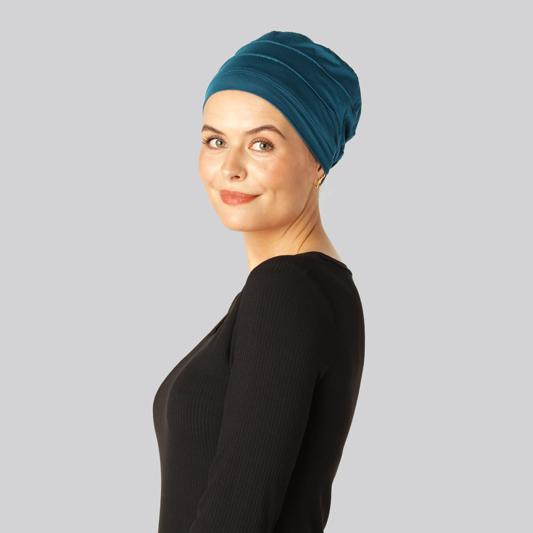 Bambus klassisk turban i blå til damer