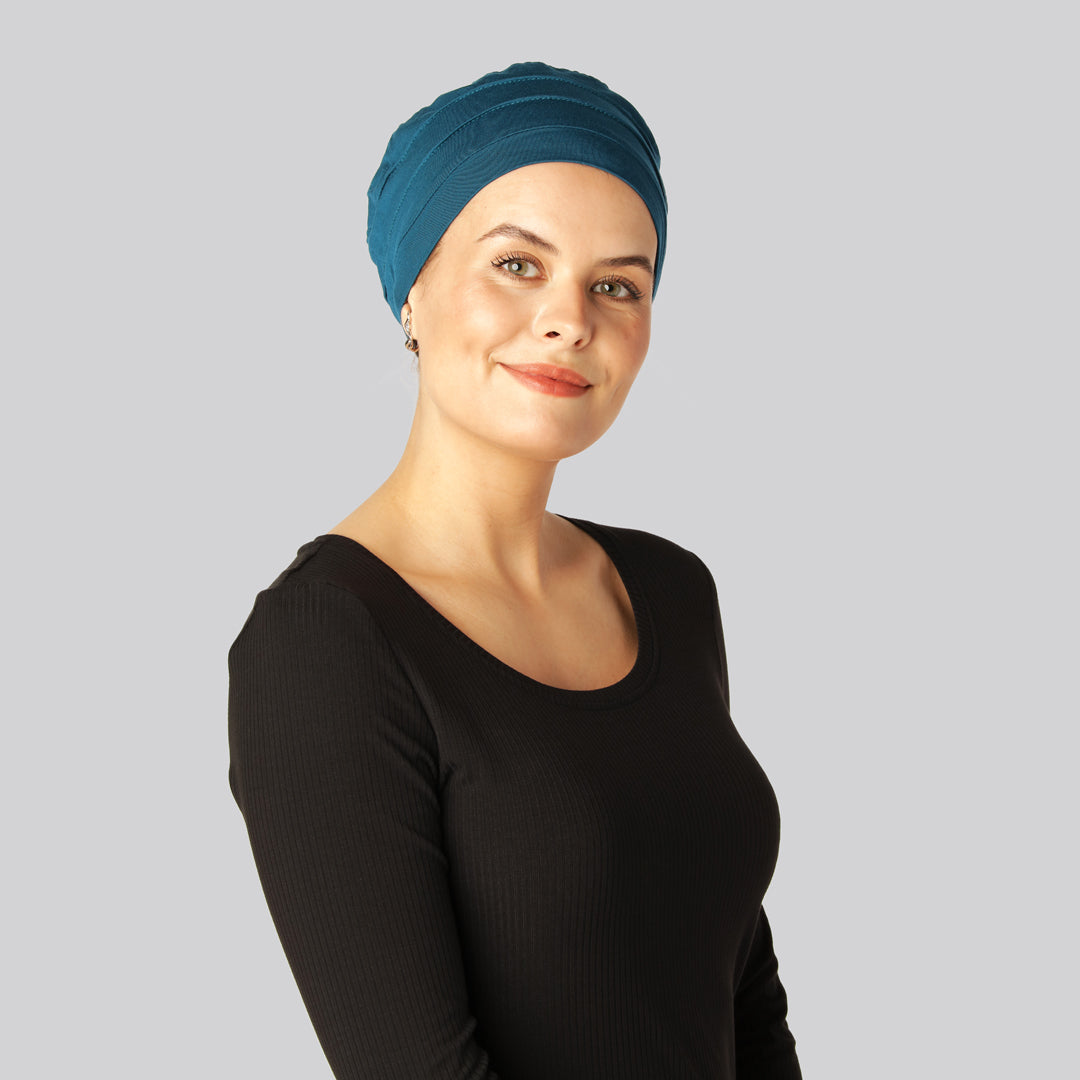 Bambus klassisk turban i blå til damer