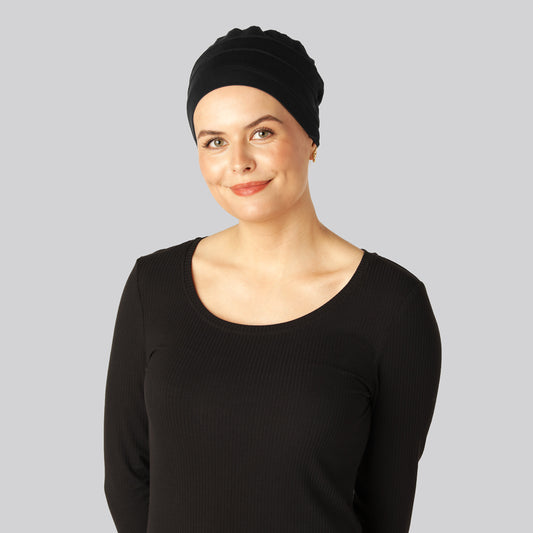 Bambus klassisk turban i sort til damer
