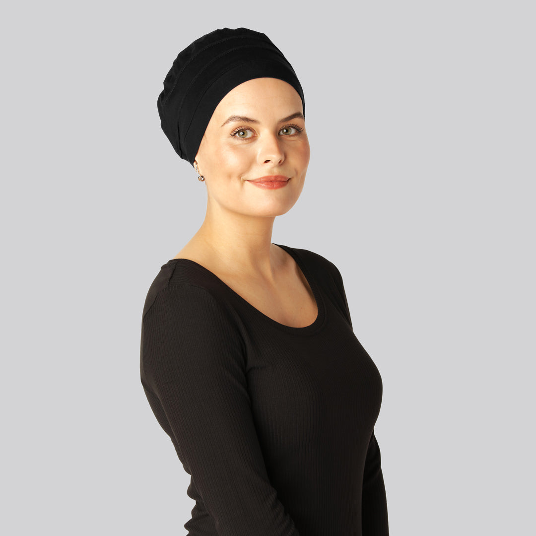 Bambus klassisk turban i sort til damer