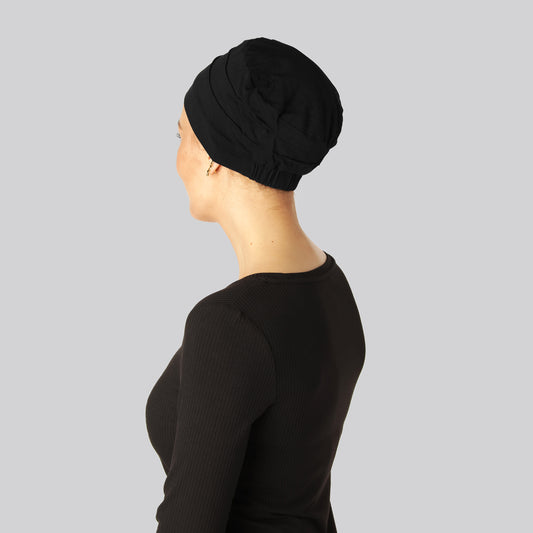 Bambus klassisk turban i sort til damer