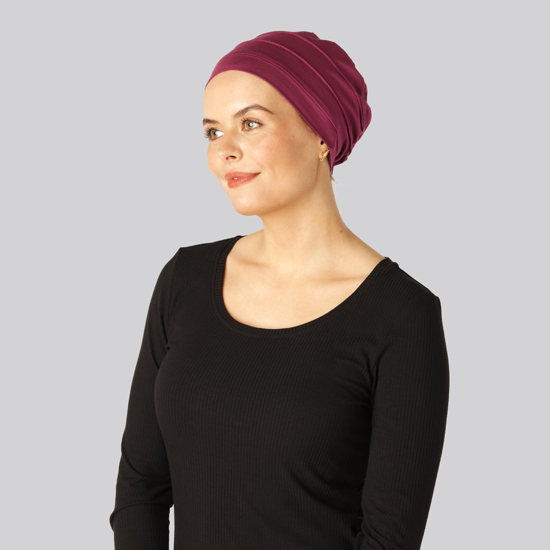 Bambus klassisk turban i bordeaux til damer
