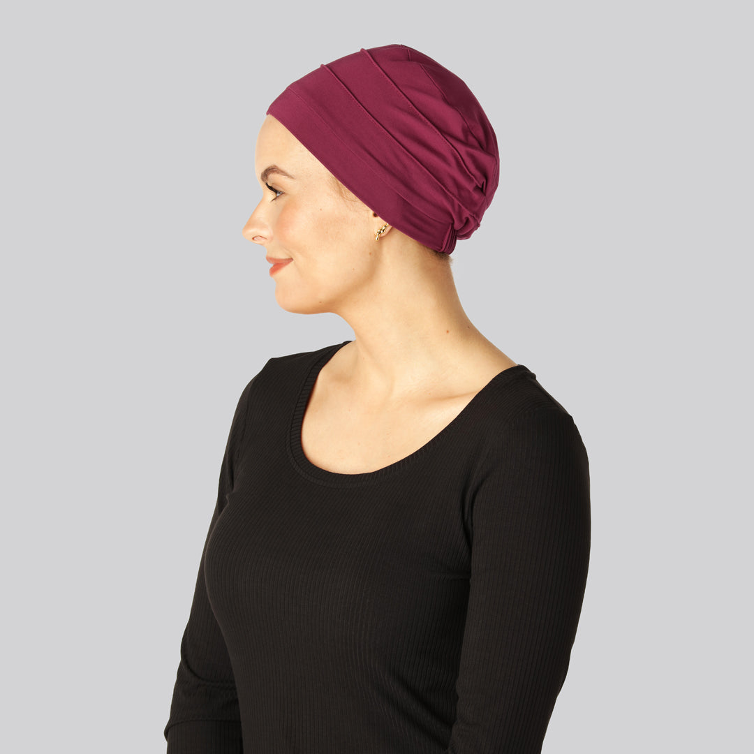 Bambus klassisk turban i bordeaux til damer