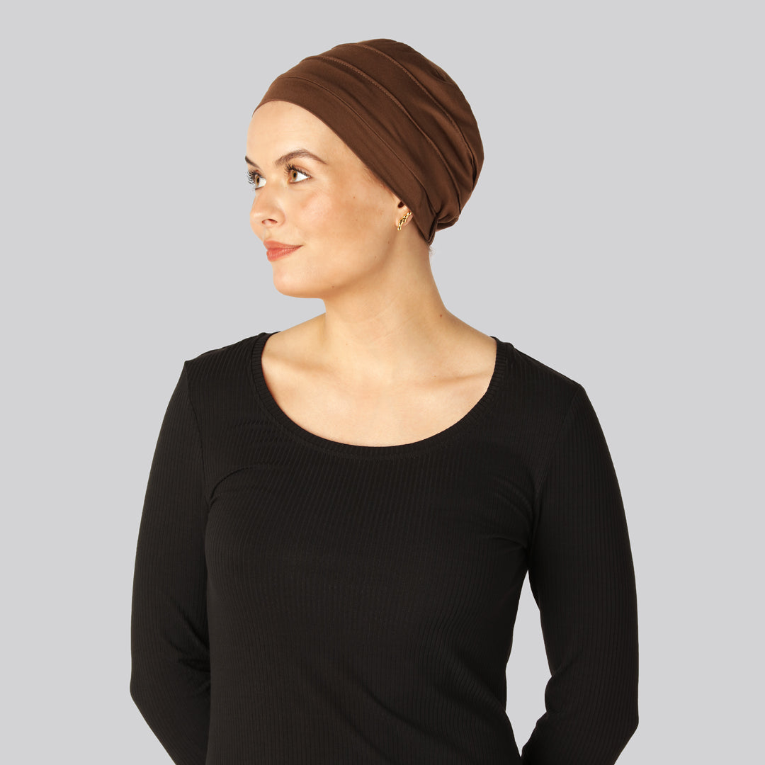 Bambus klassisk turban i brun til damer