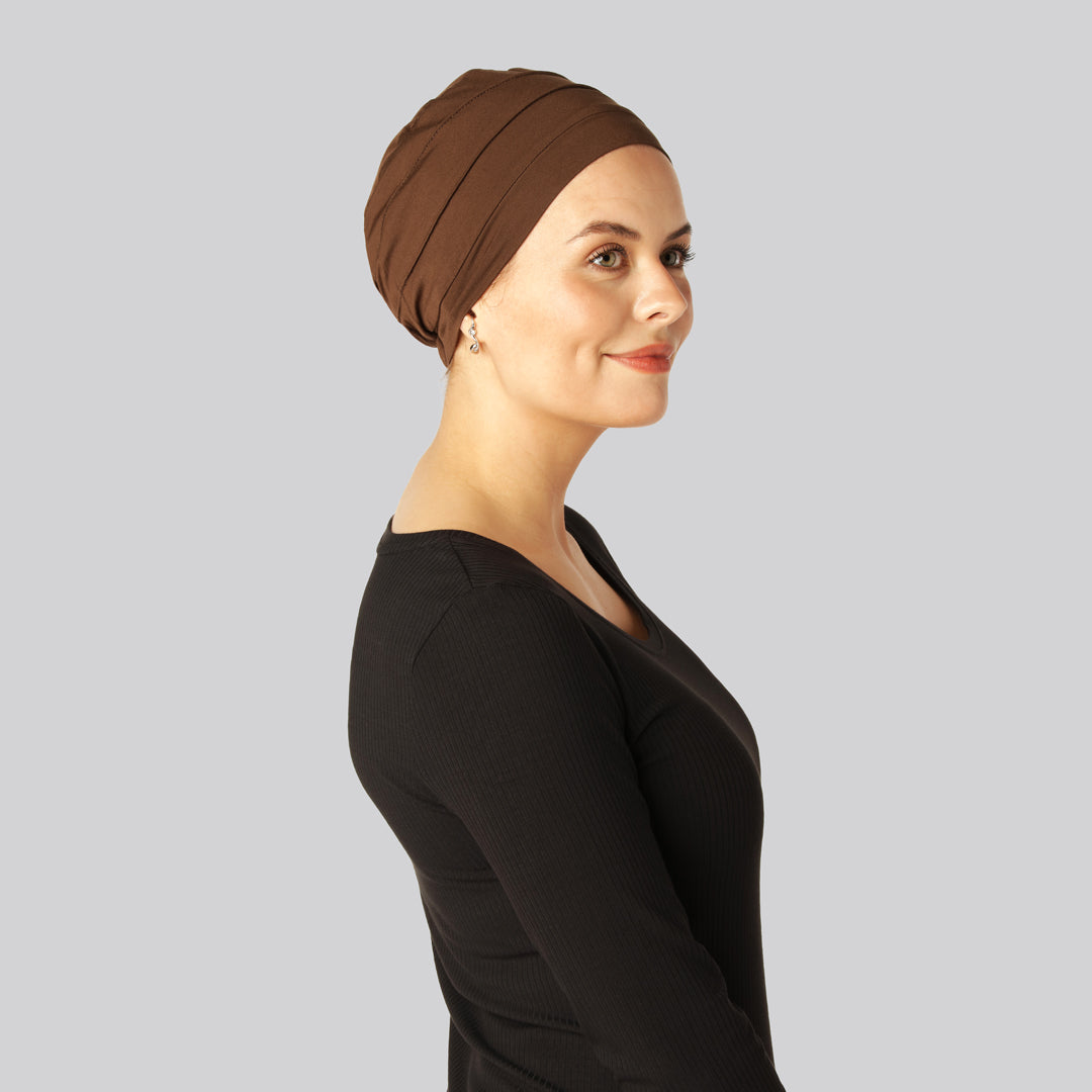 Bambus klassisk turban i brun til damer