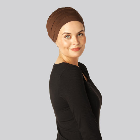 Bambus klassisk turban i brun til damer