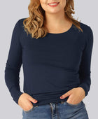 Bambus langærmet T-shirt i navy til kvinder