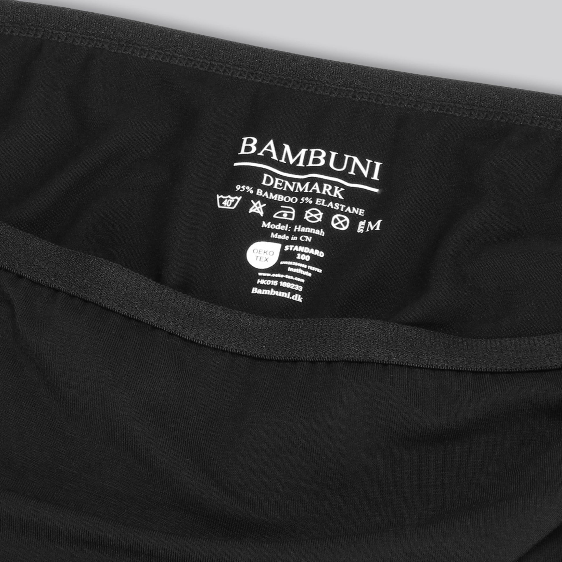 Bambus højtaljet g-streng i sort til damer