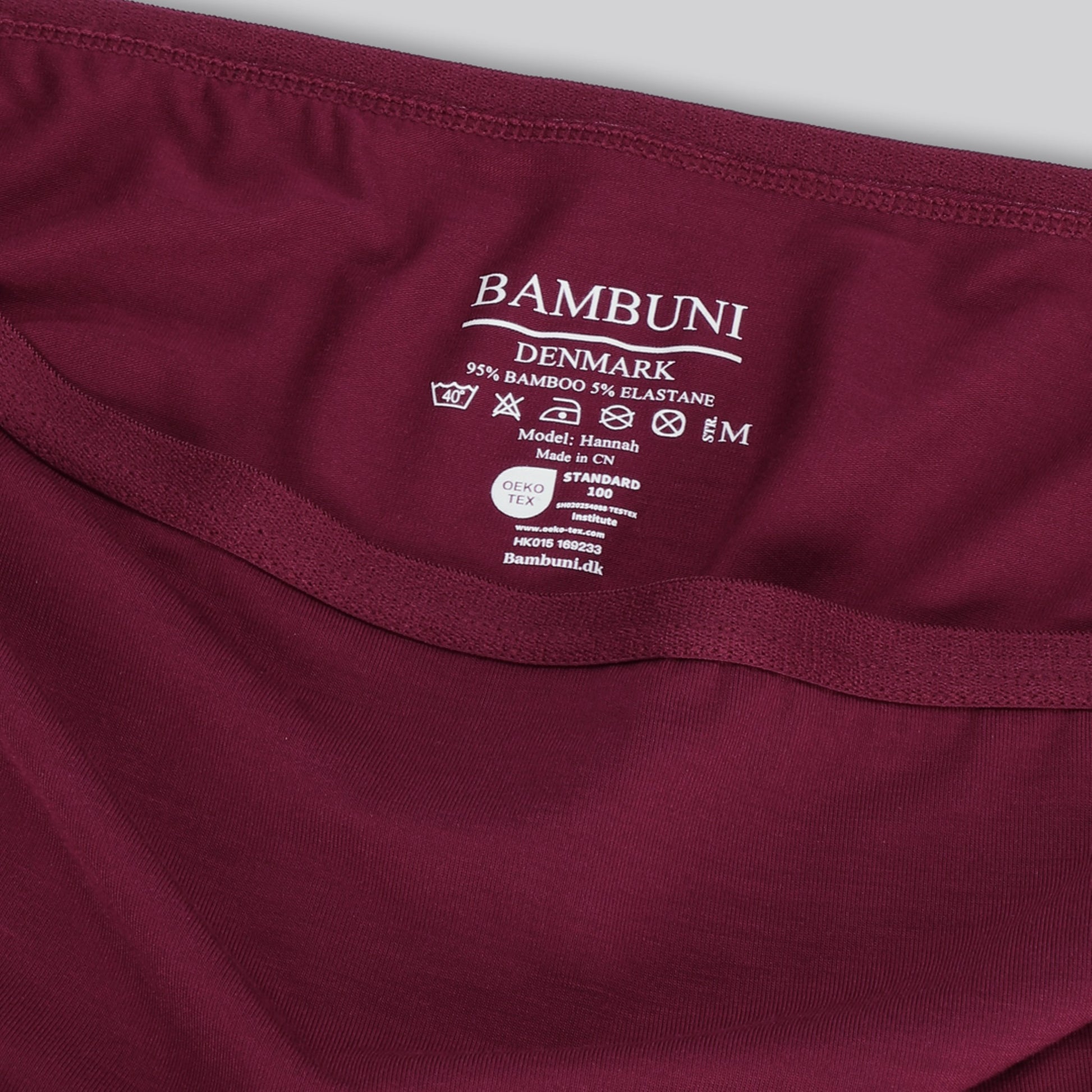 Bambus højtaljet g-streng trusse i bordeaux til damer