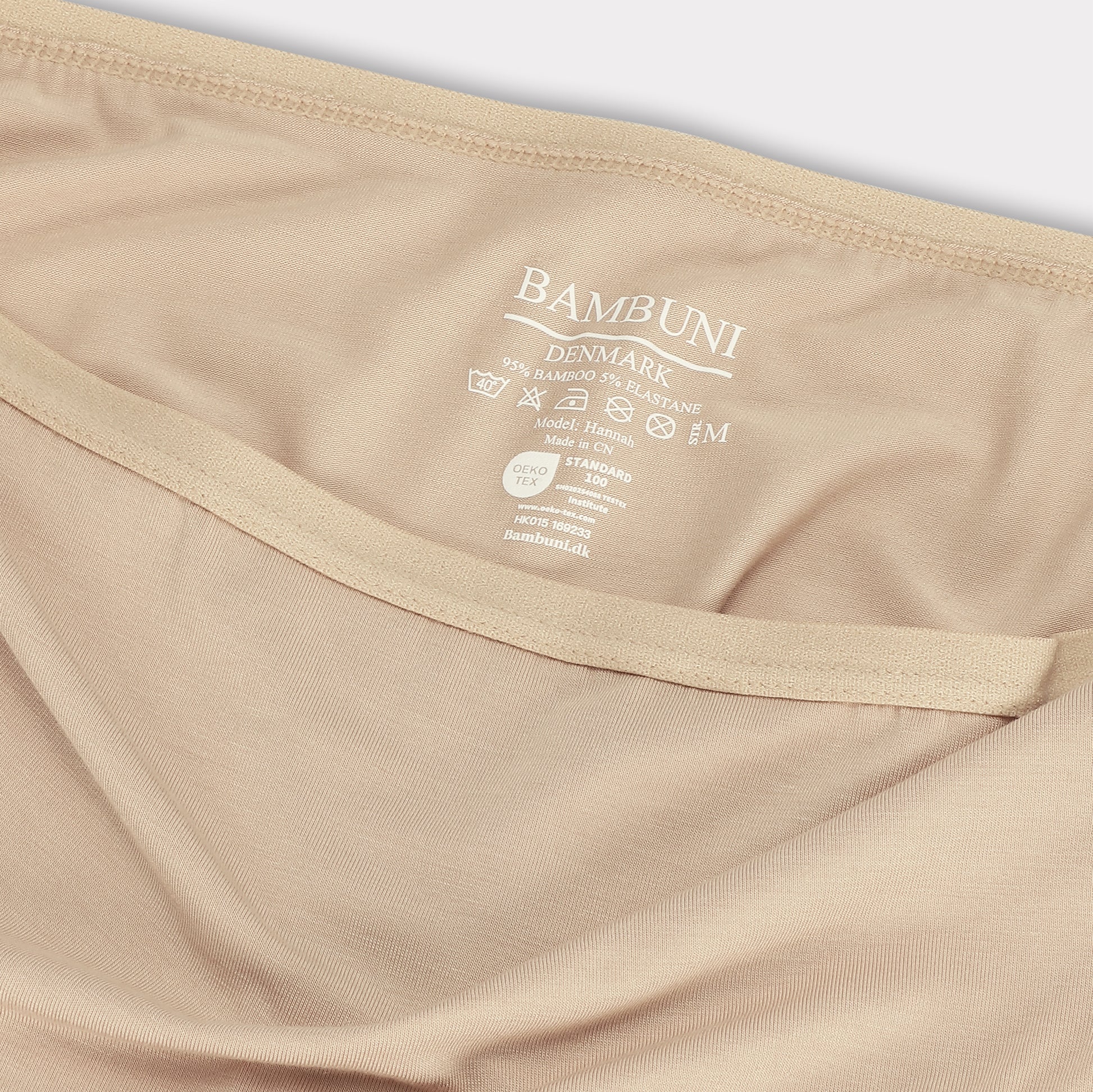 Bambus højtaljet g-streng i beige til damer