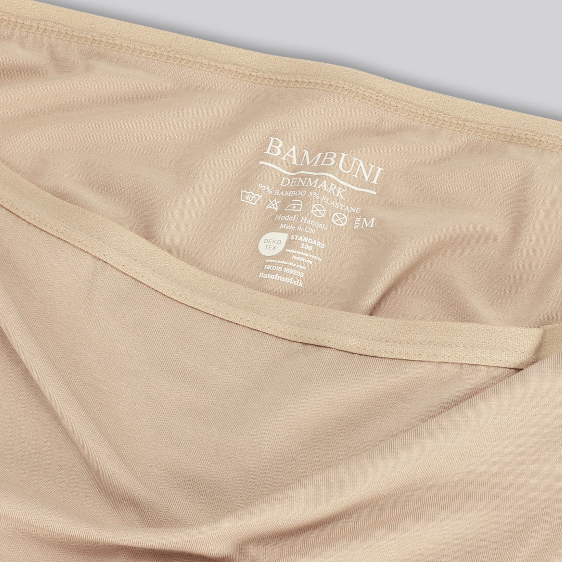 Bambus højtaljet g-streng trusse i beige til damer