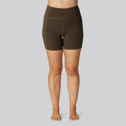 Bambus fitness shorts kort i brun til damer