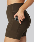Bambus fitness shorts kort i brun til damer