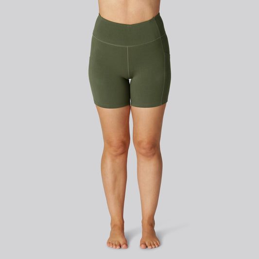 Bambus fitness shorts kort i grøn til damer