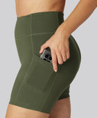 Bambus fitness shorts kort i grøn til damer