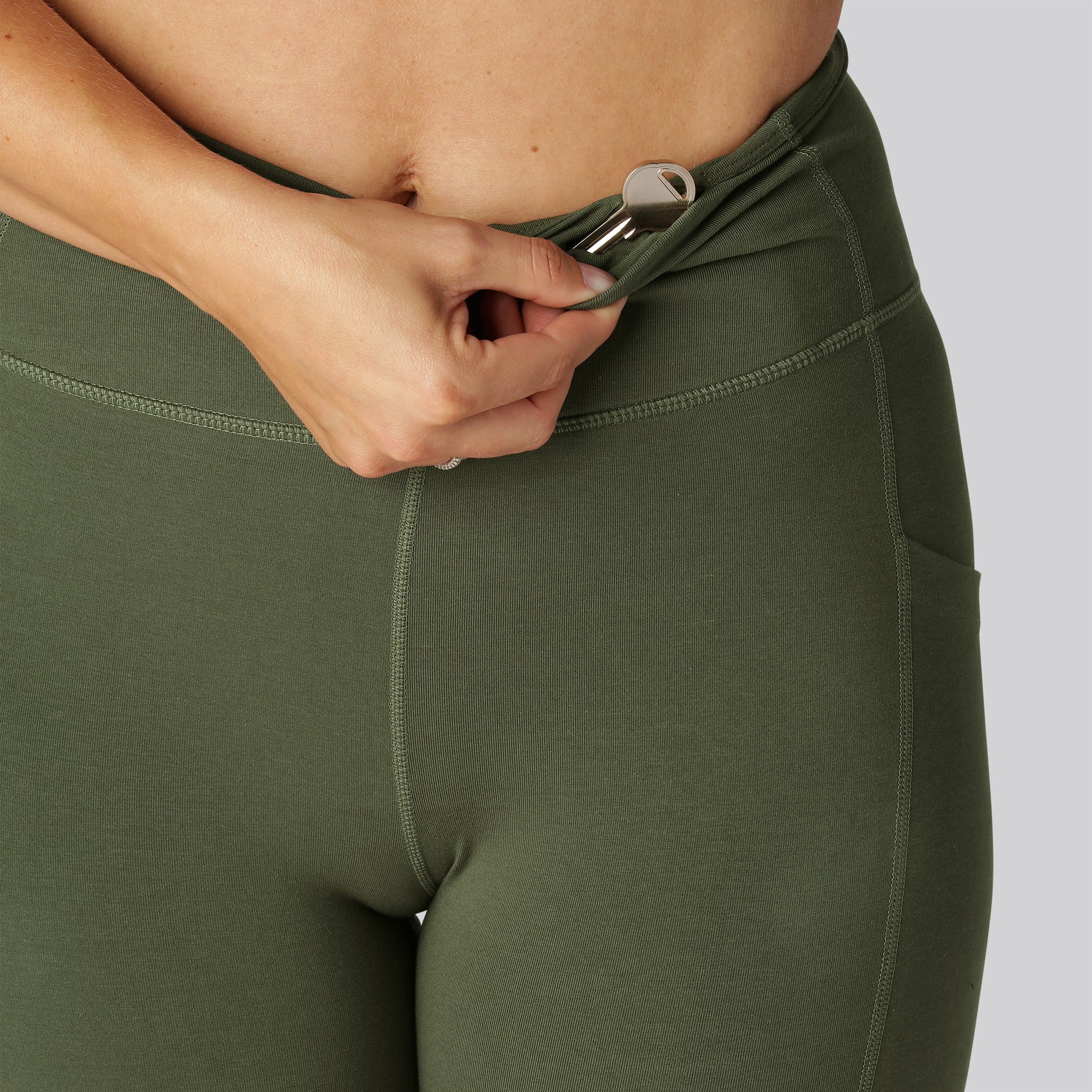 Bambus fitness 3/4 tights i grøn til damer