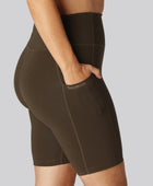 Bambus fitness shorts i brun til damer