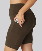 Bambus fitness shorts i brun til damer