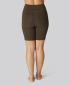 Bambus fitness shorts i brun til damer