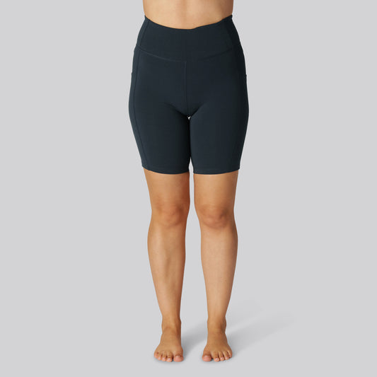 Bambus fitness shorts i navy til damer