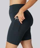 Bambus fitness shorts i navy til damer