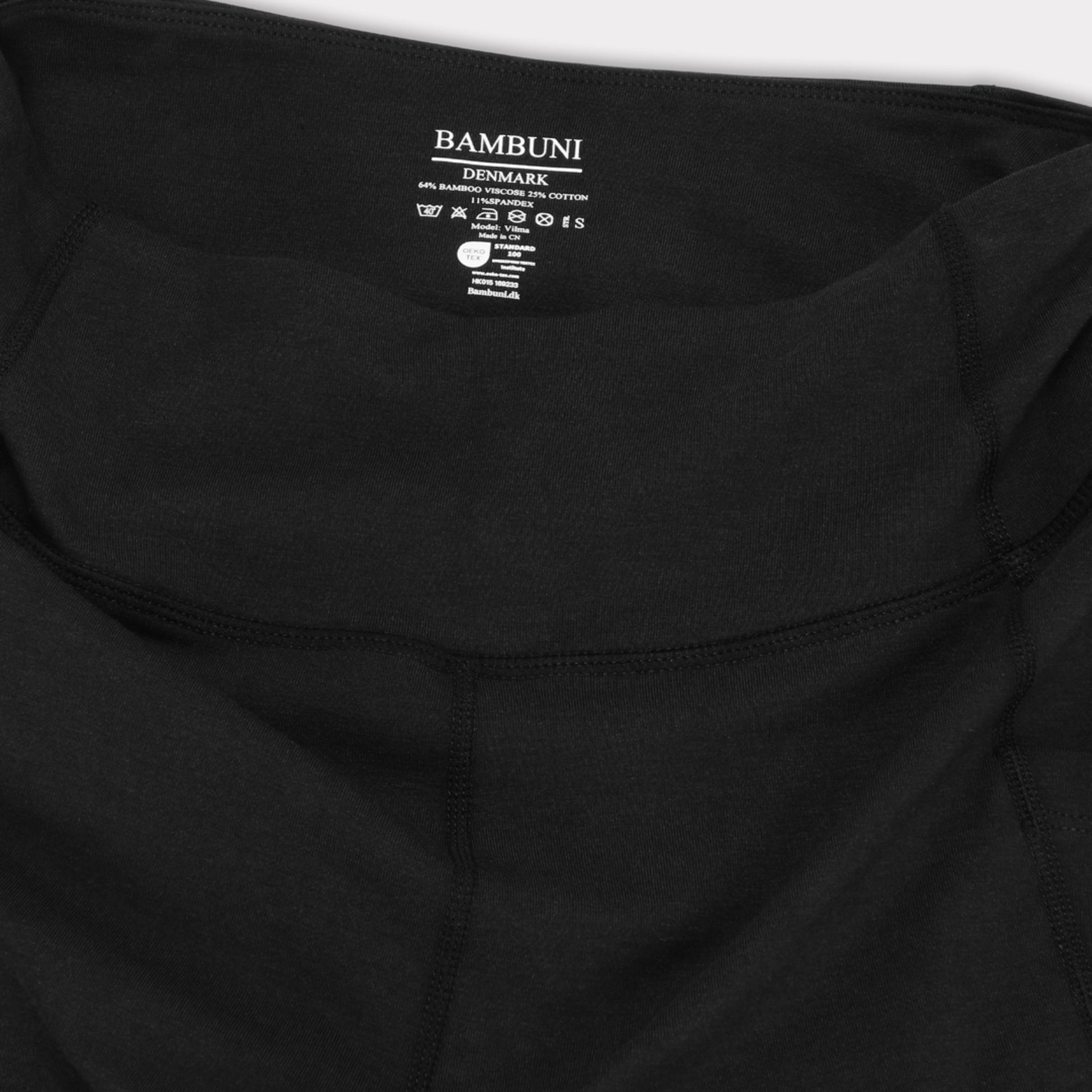Bambus fitness 3/4 tights i sort til damer