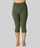 Bambus fitness 3/4 tights i grøn til damer