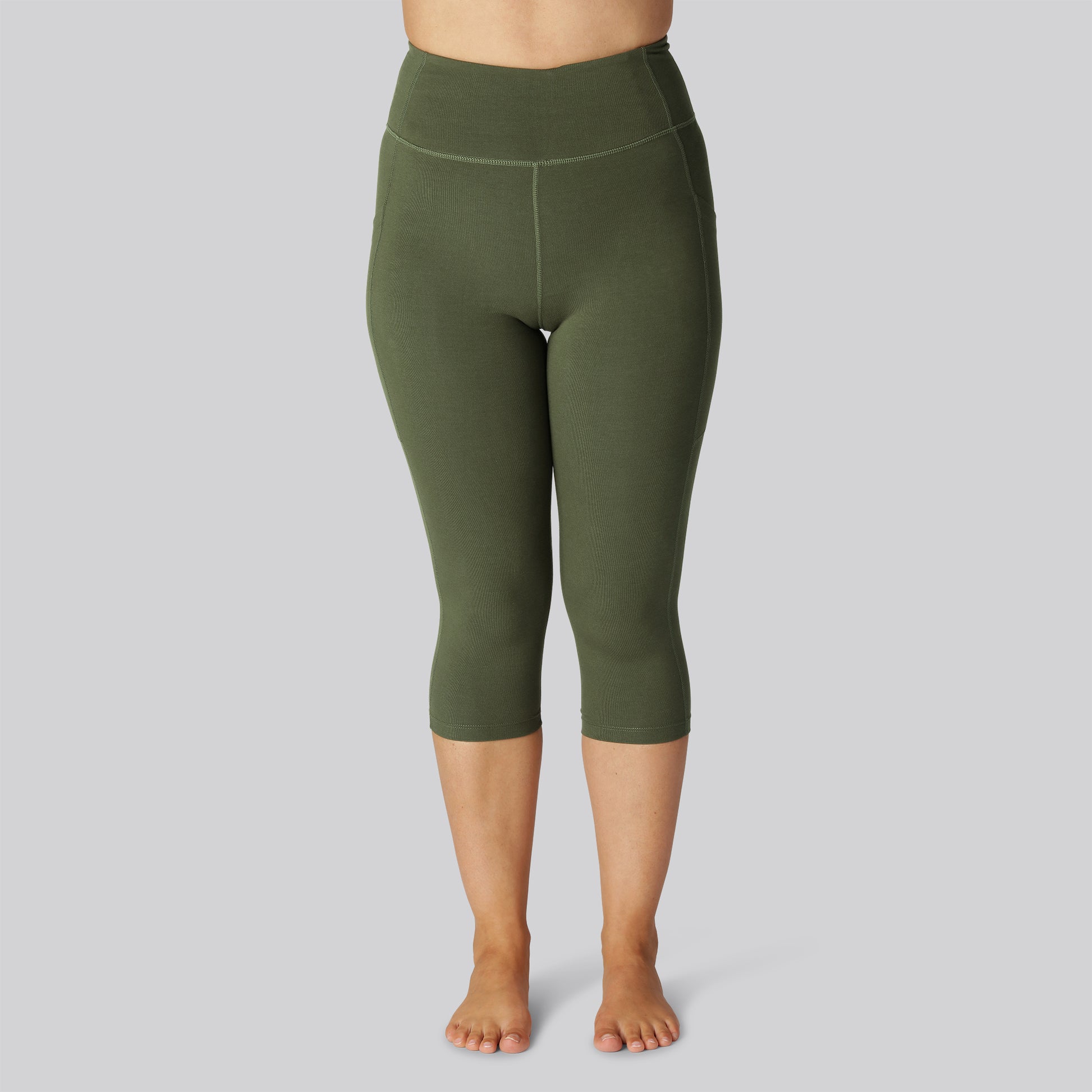 Bambus fitness 3/4 tights i grøn til damer