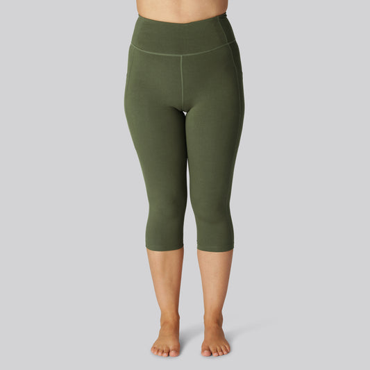 Bambus fitness 3/4 tights i grøn til damer
