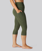 Bambus fitness 3/4 tights i grøn til damer