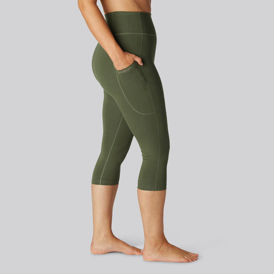 Bambus fitness 3/4 tights i grøn til damer