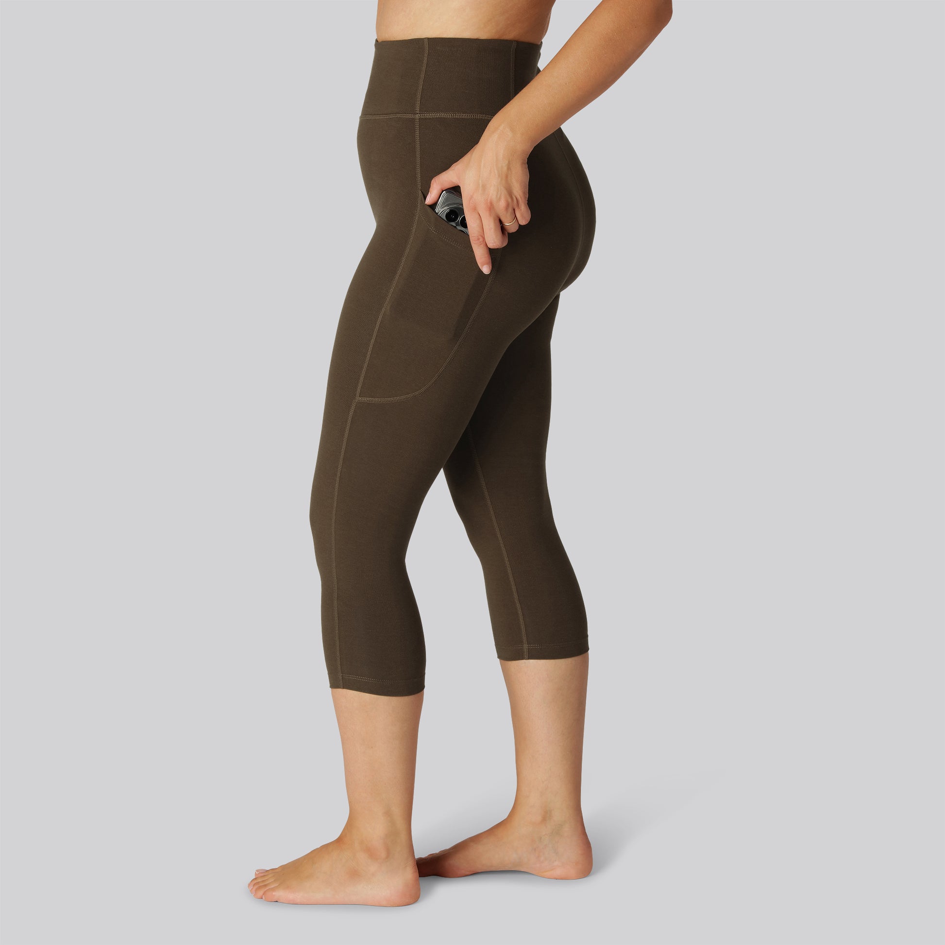 Bambus fitness 3/4 tights i brun til damer