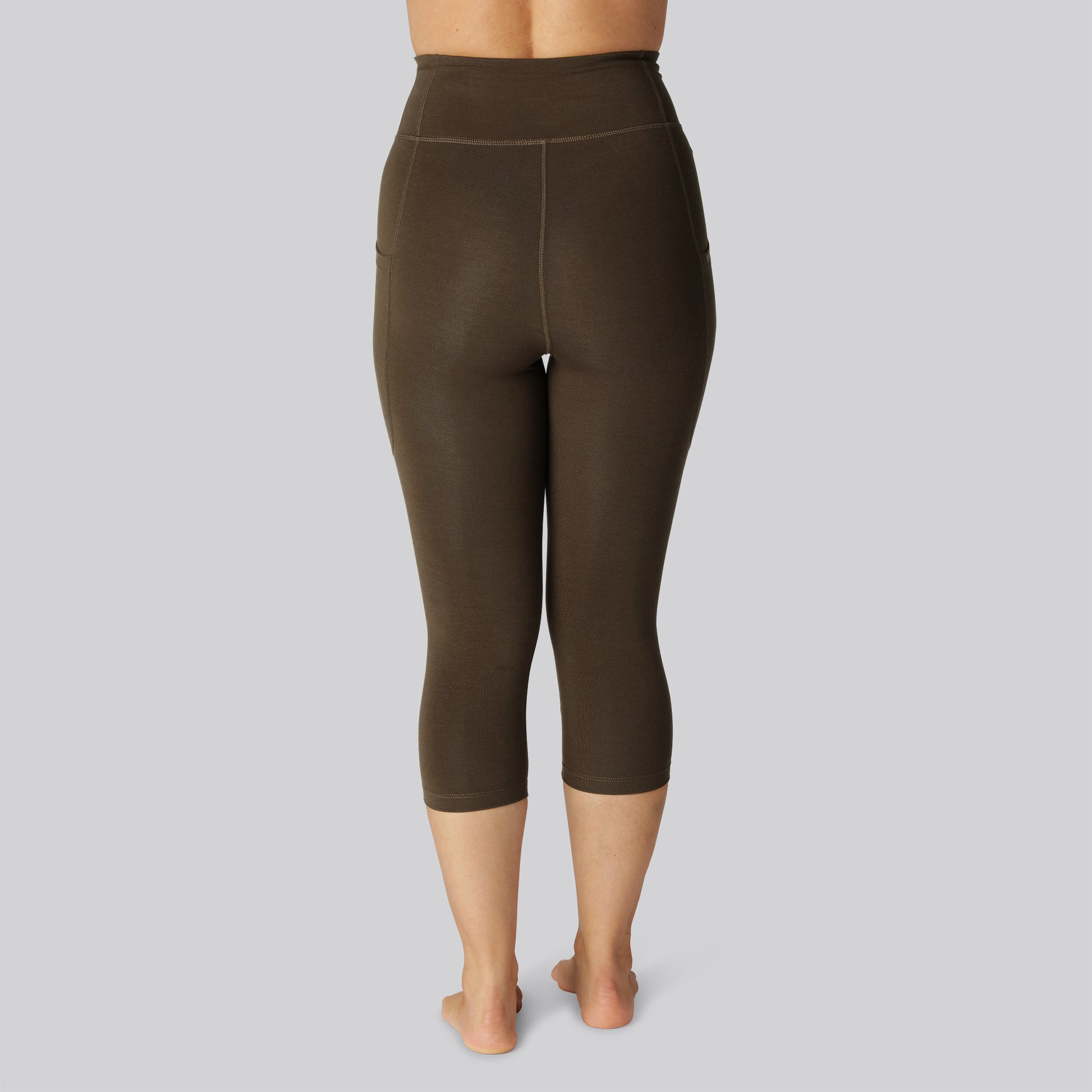 Bambus fitness 3/4 tights i brun til damer