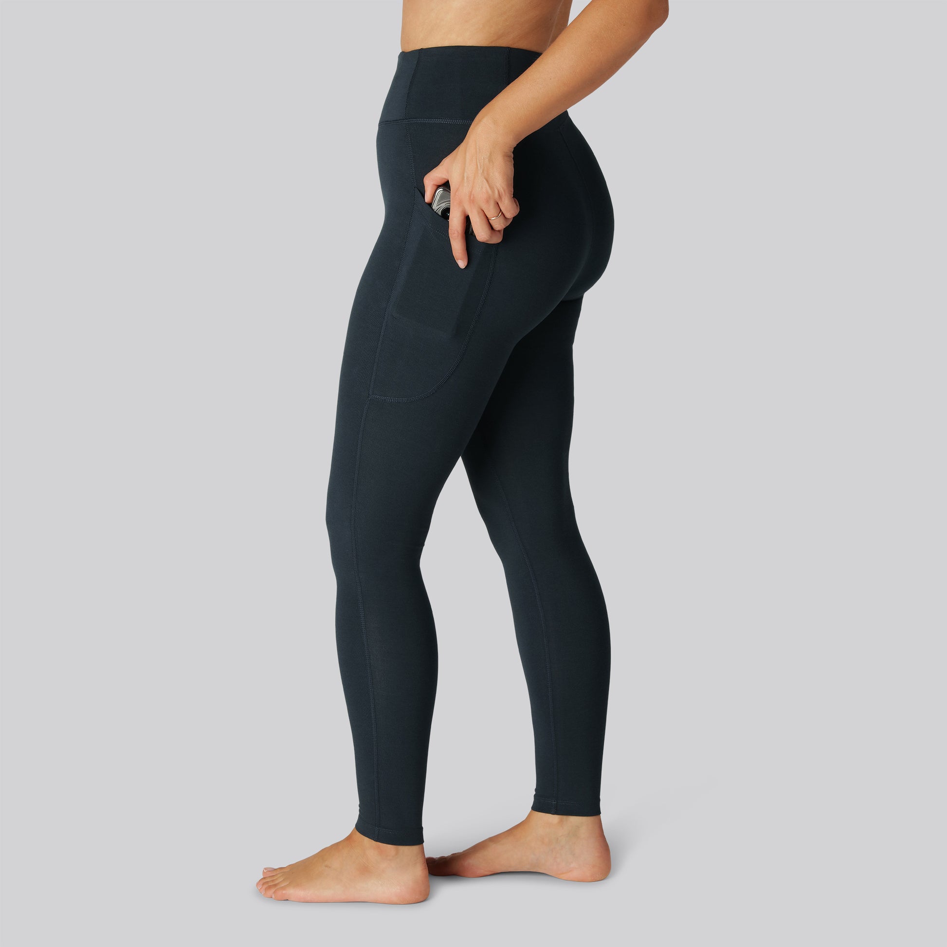 Bambus fitness tights i navy til damer
