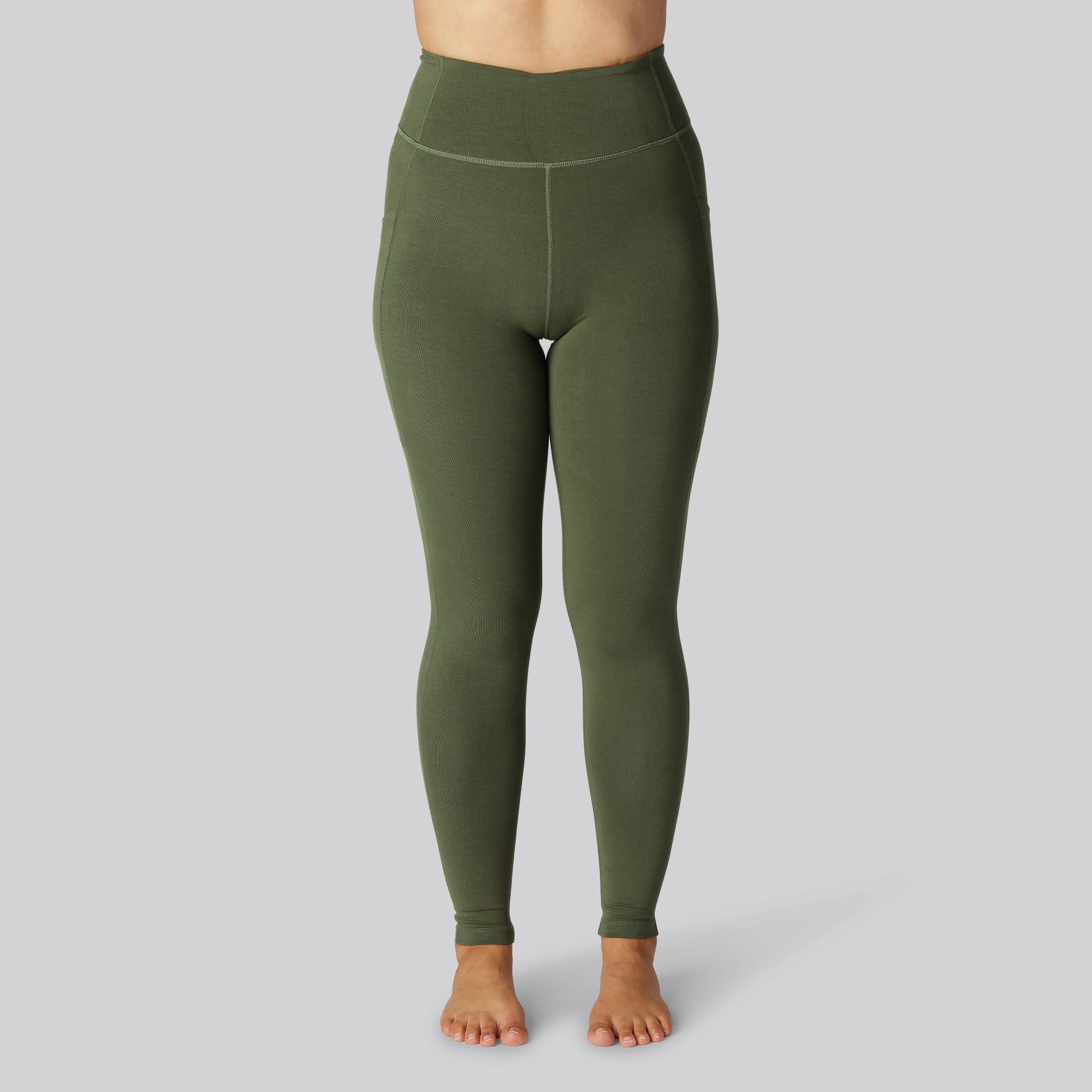 Bambus fitness tights i grøn til damer