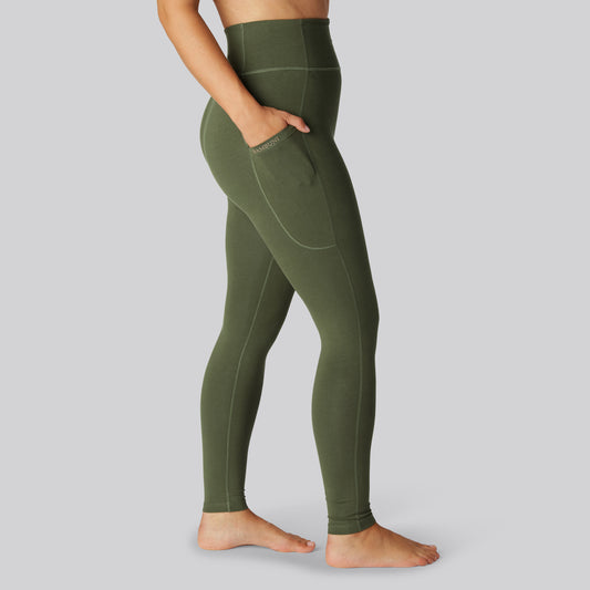 Bambus fitness tights i grøn til damer