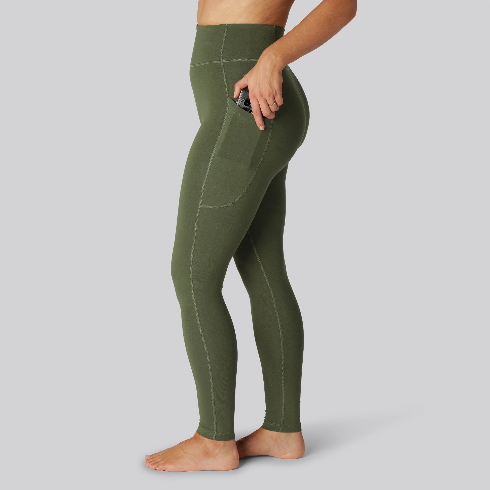 Bambus fitness tights i grøn til damer