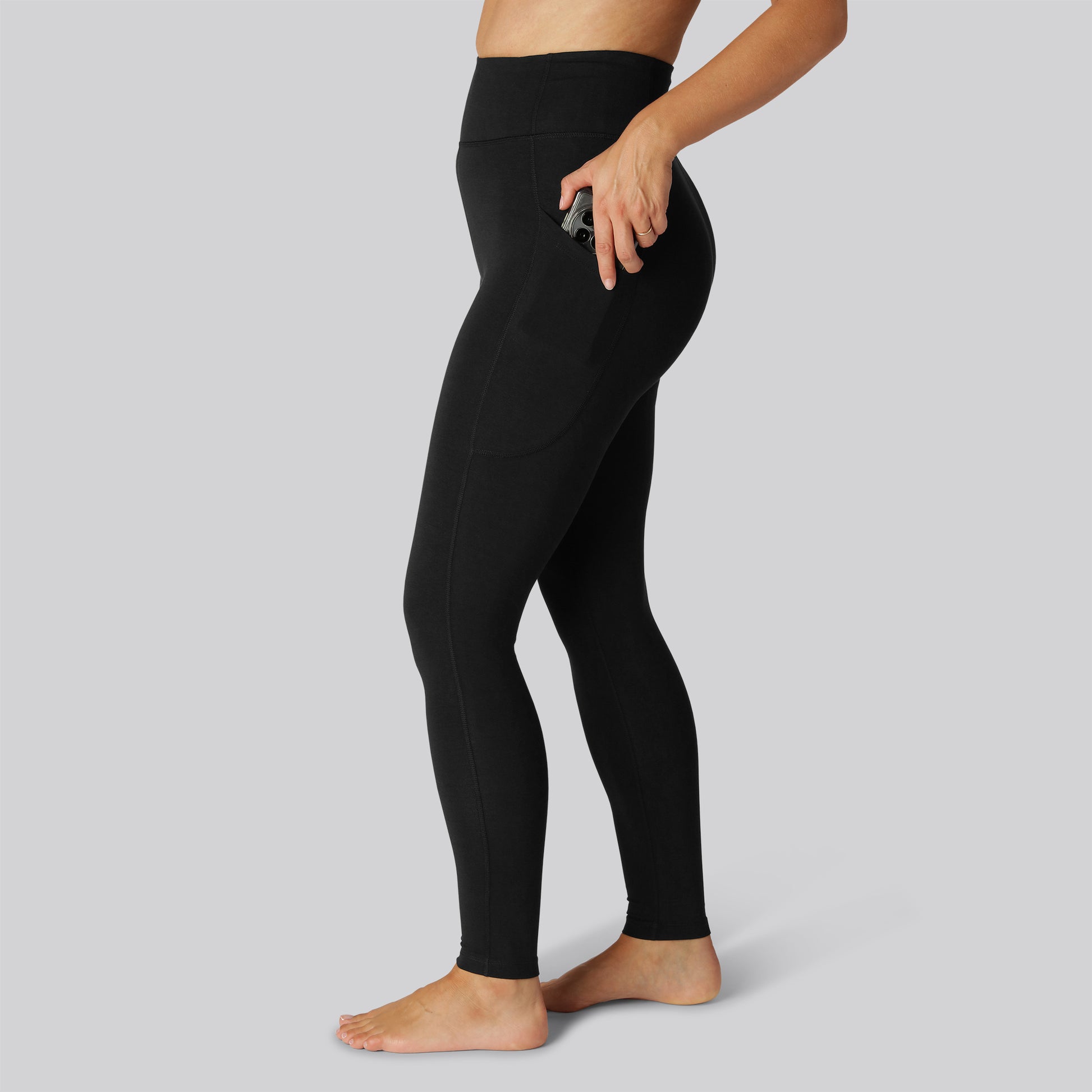 Bambus fitness tights i sort til damer