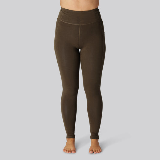 Bambus fitness tights i brun til damer
