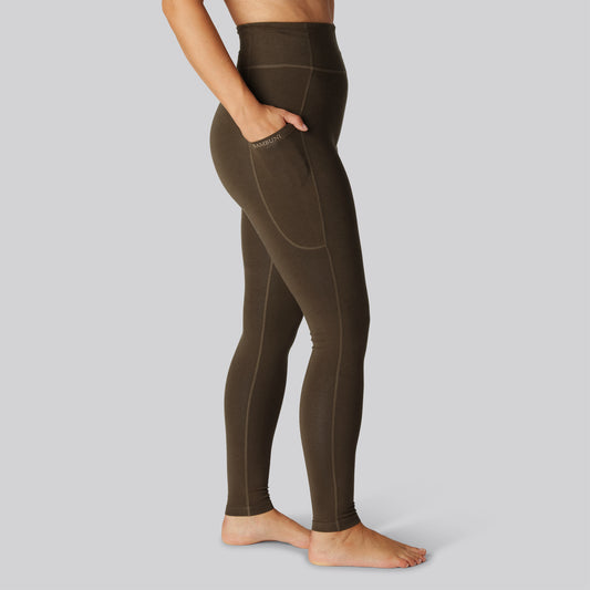 Bambus fitness tights i brun til damer
