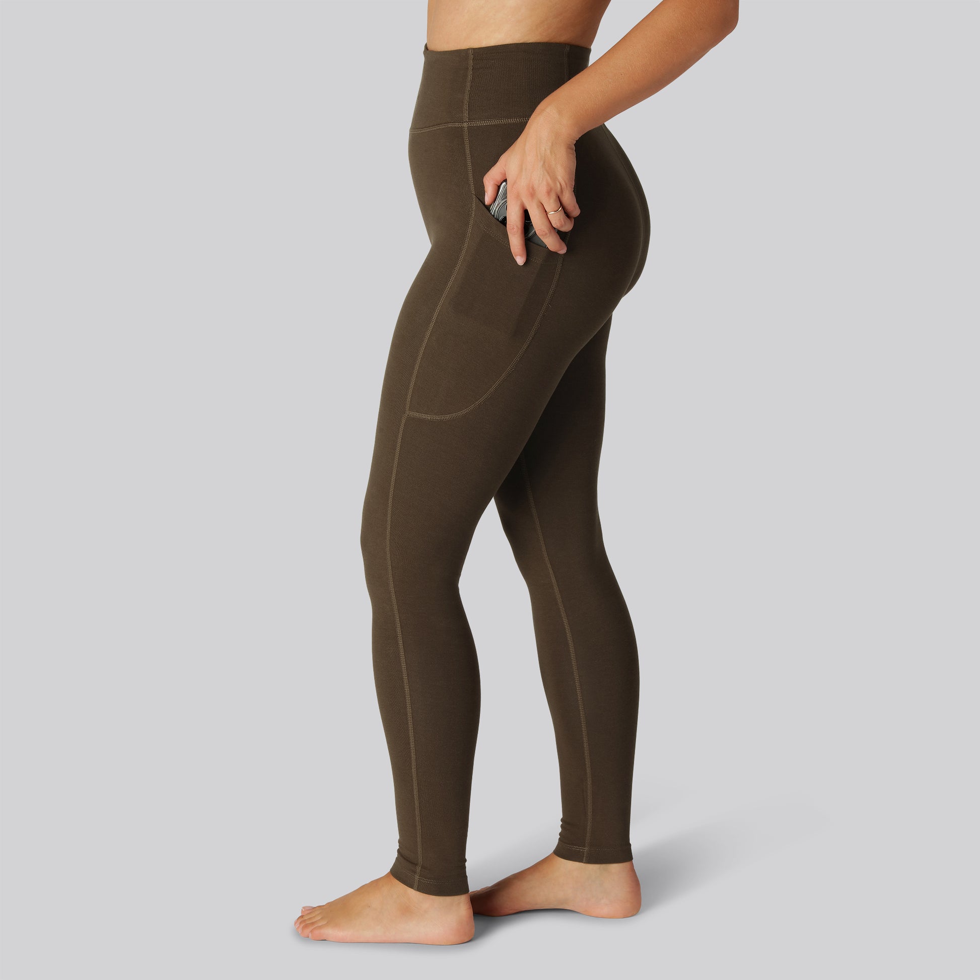 Bambus fitness tights i brun til damer