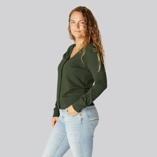 Bambus cardigan i grøn til kvinder